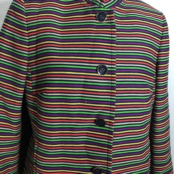 Talbots Orange Striped Jacket size 14P with collar - Picture 4 of 6